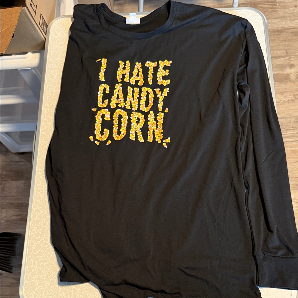 LuLaRoe Black Long Sleeve Tee with Gold Text